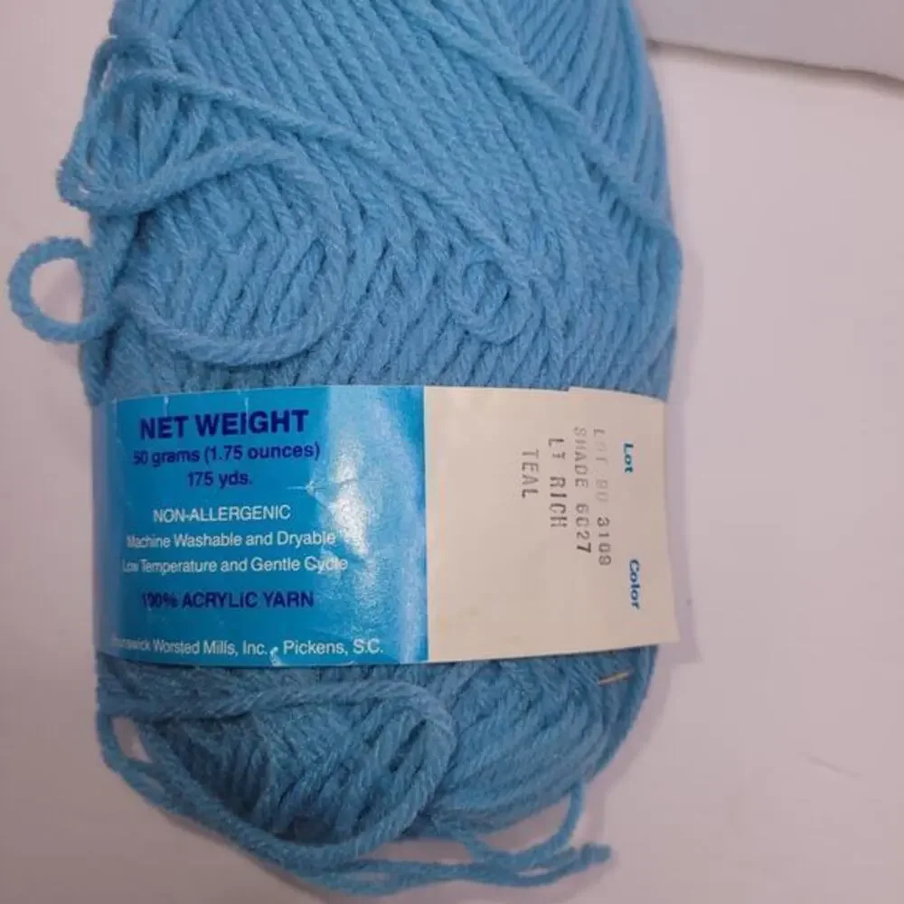 Yarn Brunswick 100% Orlon Acrylic 50 grams 175 Yards Gauge 6 STS‎ Lt Rich Teal